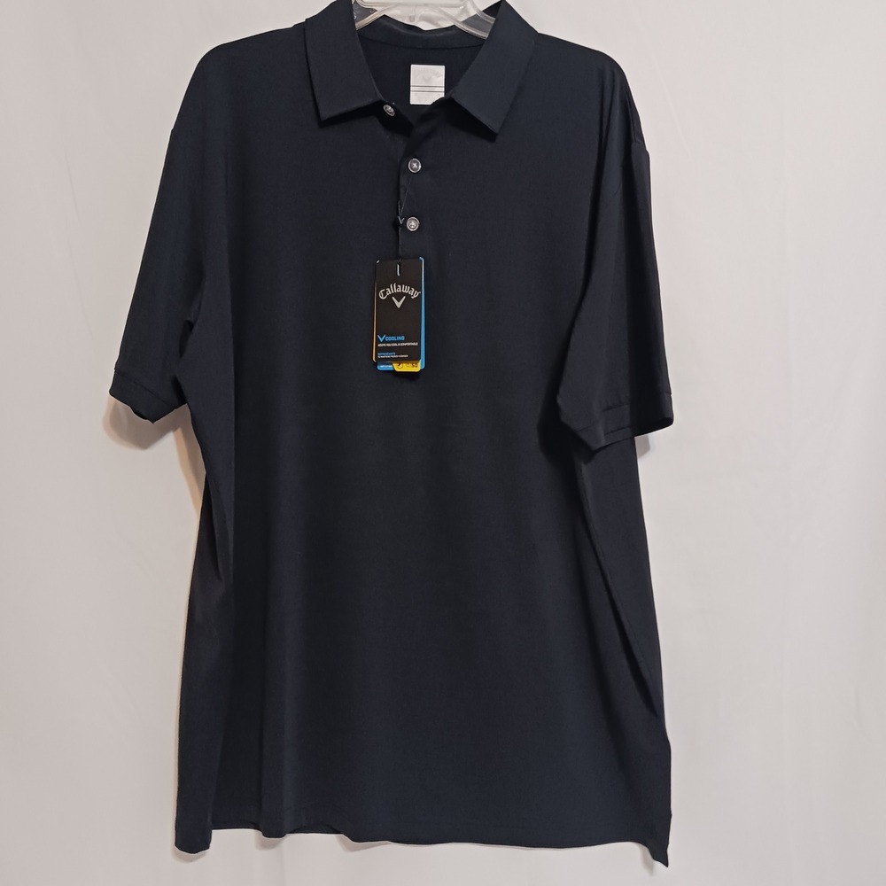 Callaway Golf Polo Mens XL Black NWT Opti-Dri Cooling UPF 50 Polo CGM452SU
